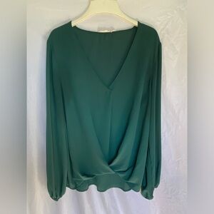 Lush XL Long Sleeve Blouse-Green
